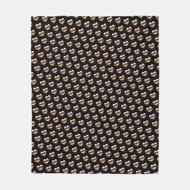 Rainbow Heart Mönster Fleece Blanket (Framsidan)