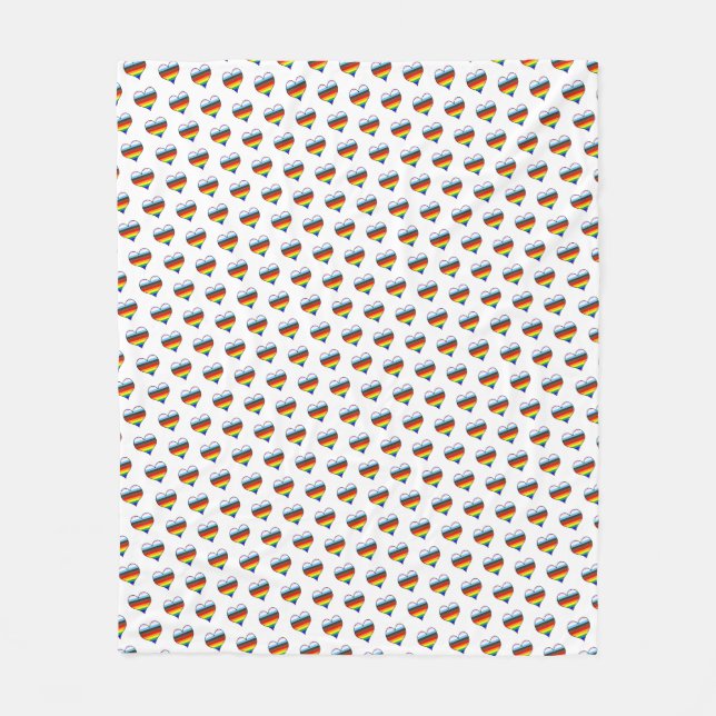 Rainbow Heart Mönster Fleece Blanket (Framsidan)