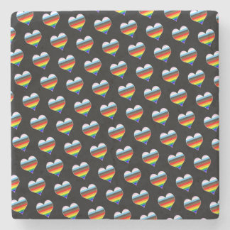 Rainbow Heart Mönster Glass Underlägg
