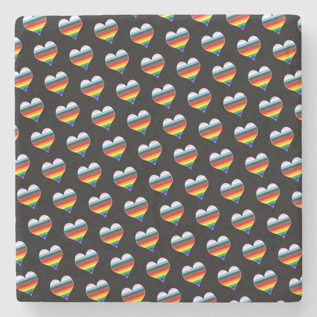 Rainbow Heart Mönster Glass Underlägg (Framsidan)