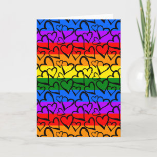 Rainbow Heart Mönster Kort