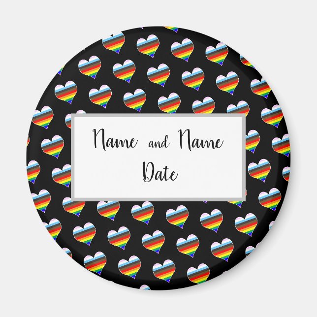 Rainbow Heart Mönster Magnet (Framsidan)