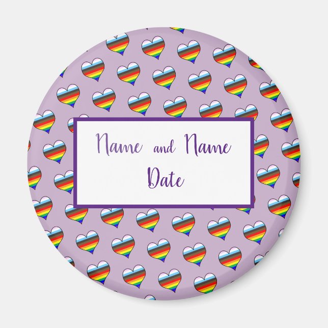 Rainbow Heart Mönster Magnet (Framsidan)