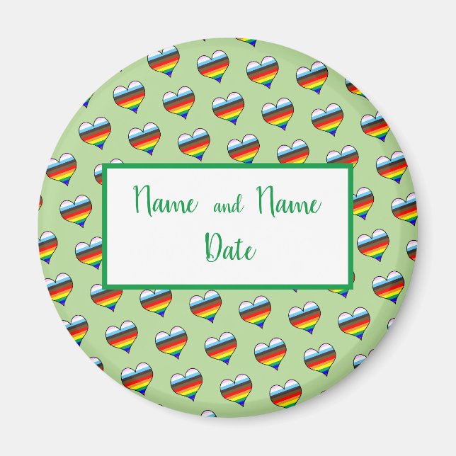 Rainbow Heart Mönster Magnet (Framsidan)