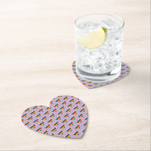Rainbow Heart Mönster Papper Underlägg