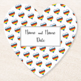 Rainbow Heart Mönster Papper Underlägg