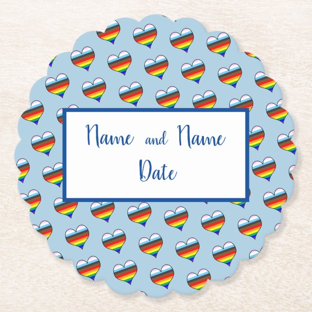 Rainbow Heart Mönster Papper Underlägg (Framsida)