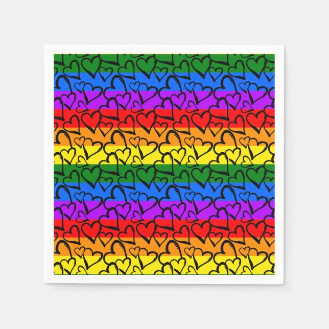 Rainbow Heart Mönster Pappersservett (Framsidan)
