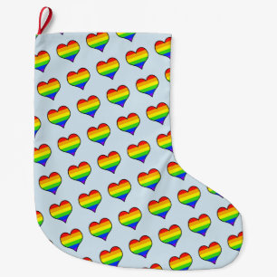 Rainbow Heart Mönster Stor Julstrumpa