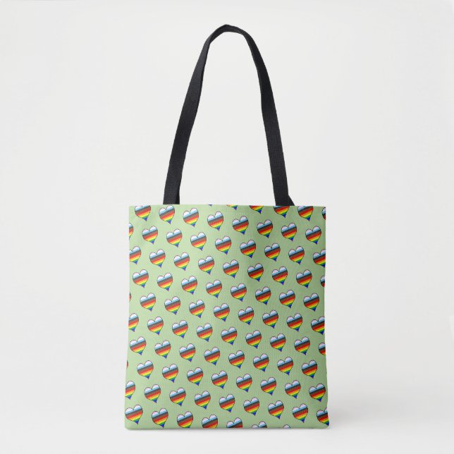 Rainbow Heart Mönster Tote Bag Tygkasse (Framsida)