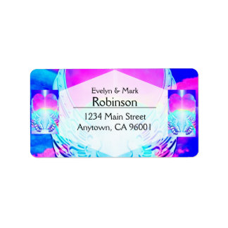 Rainbow Heart och Angel Vingar Adressetikett