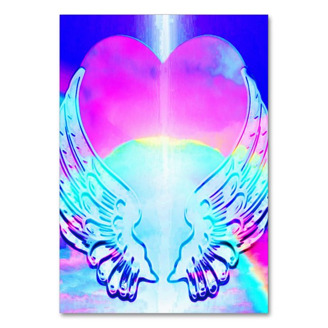 Rainbow Heart och Angel Vingar Bordsnummer (Framsidan)