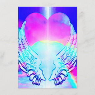 Rainbow Heart och Angel Vinge Inbjudningar