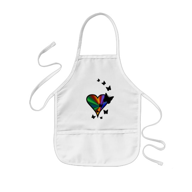 Rainbow Heart och Butterfly Barnförkläde (Framsidan)
