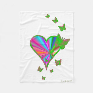 Rainbow Heart och Butterfly Fleecefilt