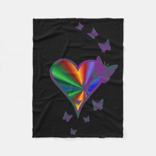 Rainbow Heart och Butterfly Fleecefilt