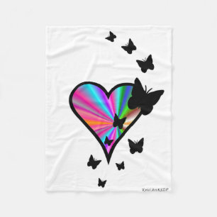 Rainbow Heart och Butterfly Fleecefilt