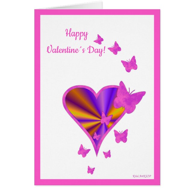 Rainbow Heart och Butterfly Hälsningskort (Framsidan)