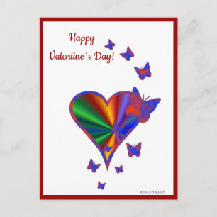 Rainbow Heart och Butterfly Helg Vykort