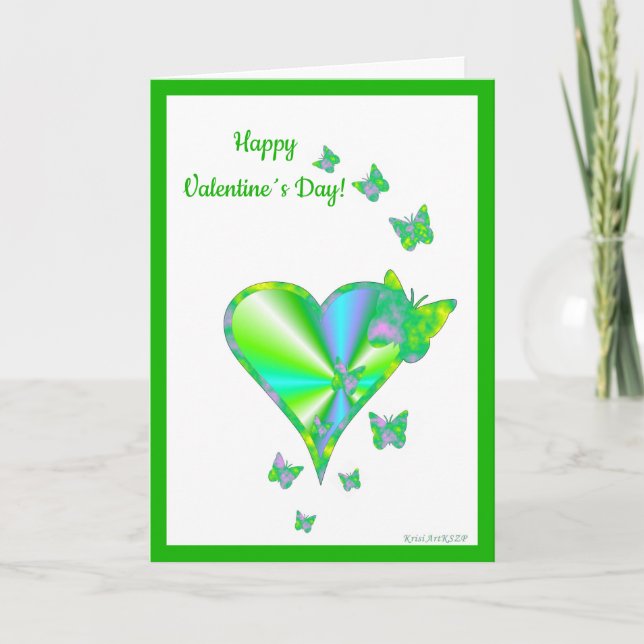 Rainbow Heart och Butterfly Helgkort (Framsida)