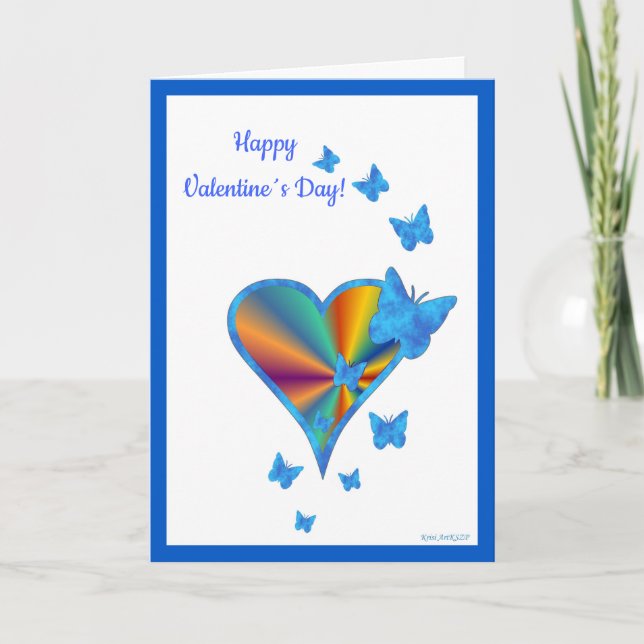 Rainbow Heart och Butterfly Helgkort (Framsida)