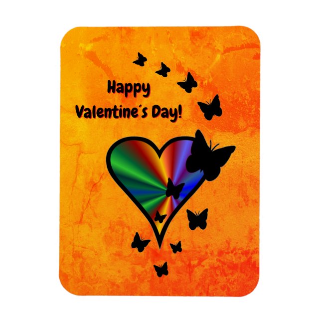 Rainbow Heart och Butterfly Magnet (Vertikal)