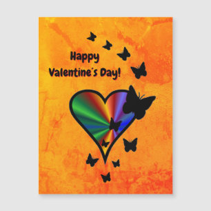 Rainbow Heart och Butterfly Magnetic Card