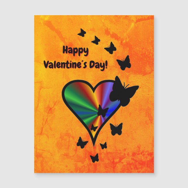Rainbow Heart och Butterfly Magnetic Card (Framsida)