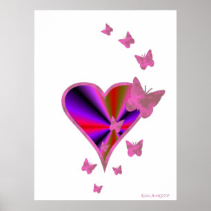 Rainbow Heart och Butterfly Poster