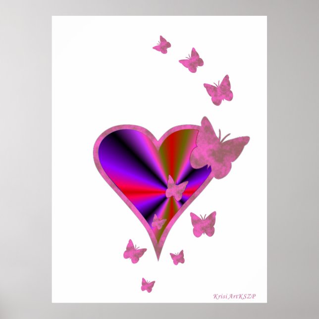 Rainbow Heart och Butterfly Poster (Framsidan)