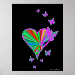 Rainbow Heart och Butterfly Poster