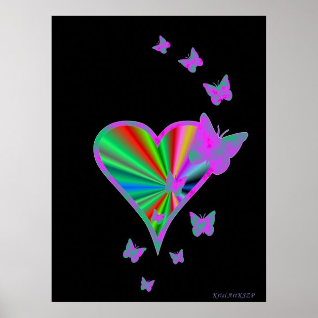 Rainbow Heart och Butterfly Poster (Framsidan)