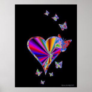Rainbow Heart och Butterfly Poster