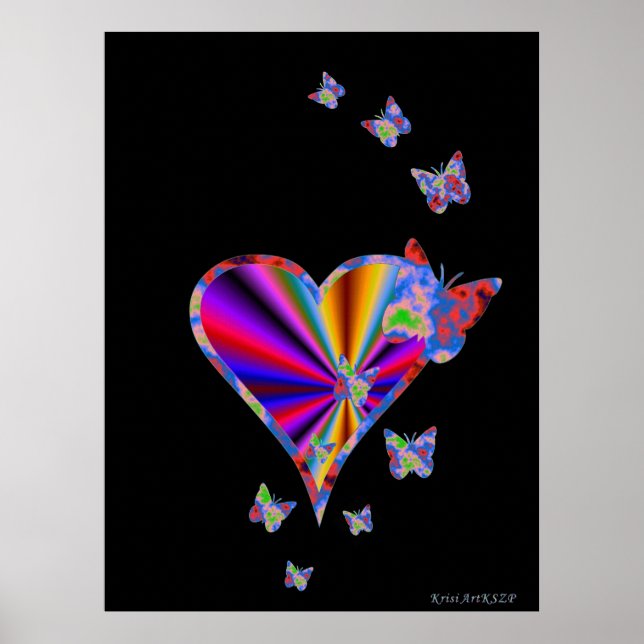 Rainbow Heart och Butterfly Poster (Framsidan)