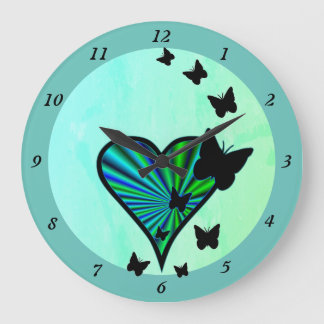 Rainbow Heart och Butterfly Stor Klocka