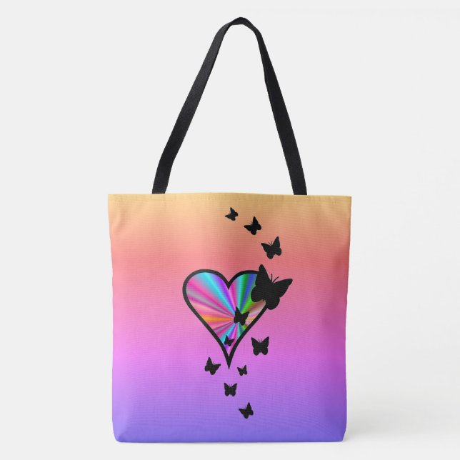 Rainbow Heart och Butterfly Tygkasse (Framsida)
