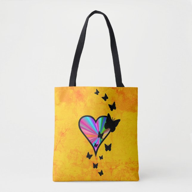 Rainbow Heart och Butterfly Tygkasse (Framsida)