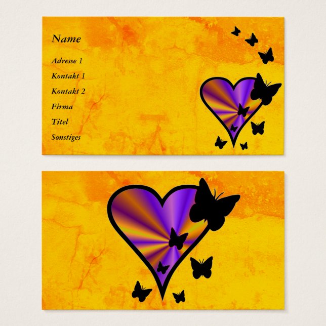 Rainbow Heart och Butterfly Visitkort (Framsida & baksida)