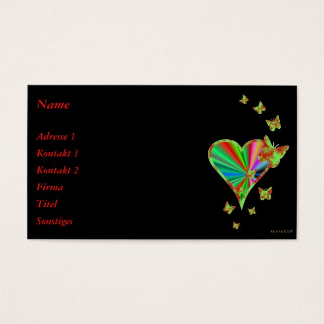 Rainbow Heart och Butterfly Visitkort (Framsidan)