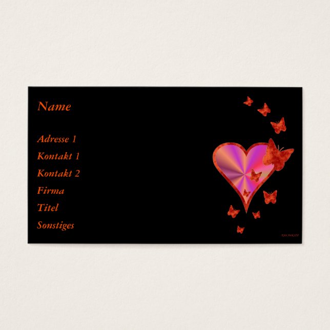 Rainbow Heart och Butterfly Visitkort (Framsidan)