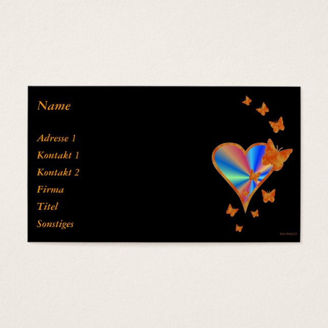 Rainbow Heart och Butterfly Visitkort (Framsidan)