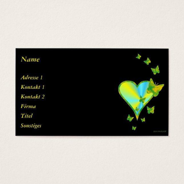 Rainbow Heart och Butterfly Visitkort (Framsidan)