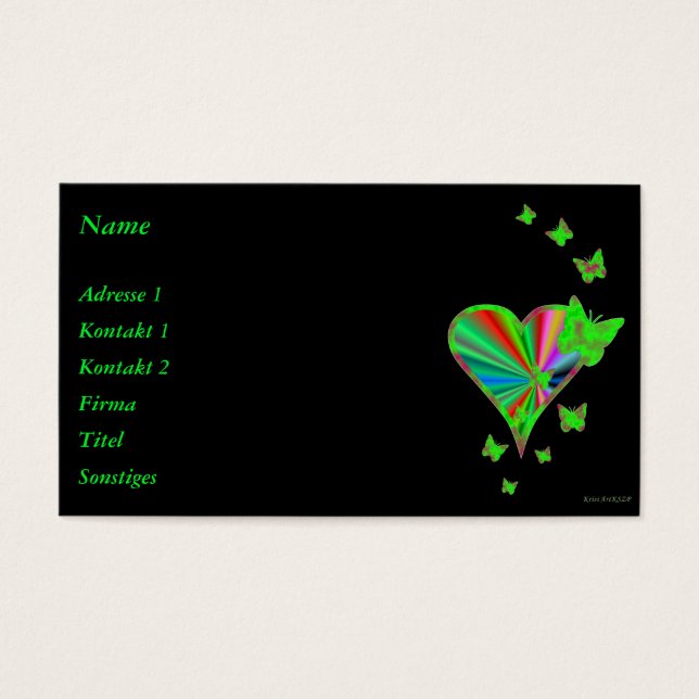 Rainbow Heart och Butterfly Visitkort (Framsidan)