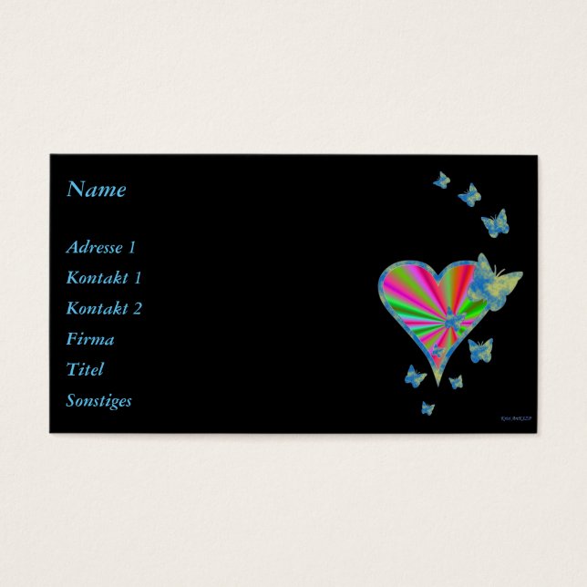Rainbow Heart och Butterfly Visitkort (Framsidan)