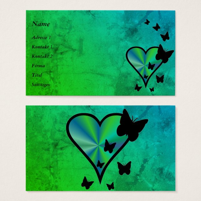 Rainbow Heart och Butterfly Visitkort (Framsida & baksida)