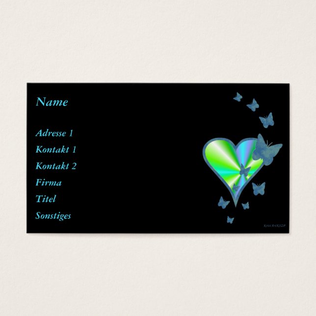 Rainbow Heart och Butterfly Visitkort (Framsidan)