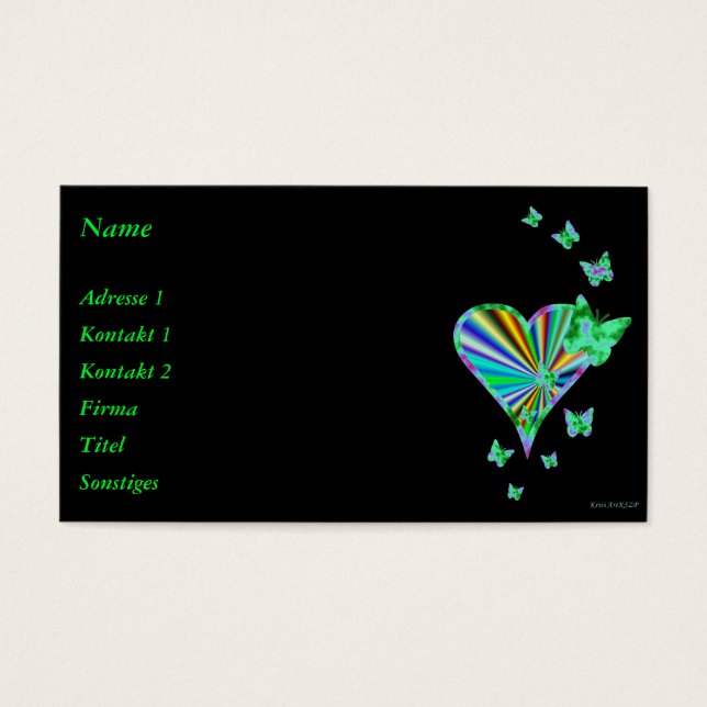 Rainbow Heart och Butterfly Visitkort (Framsidan)