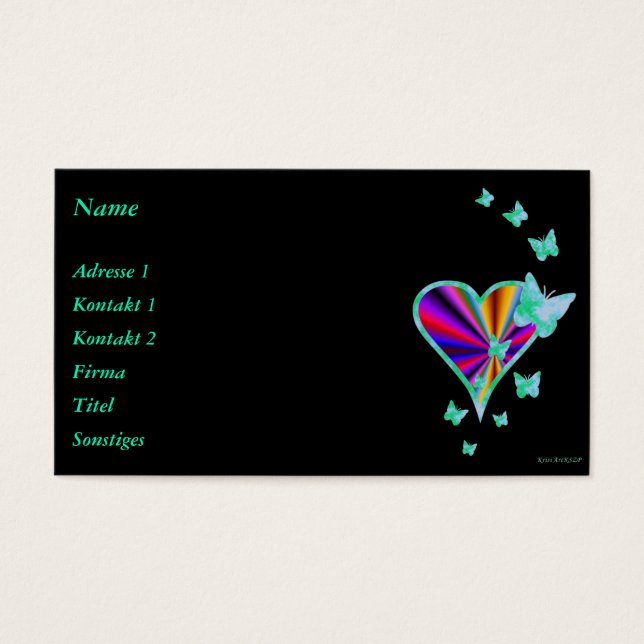 Rainbow Heart och Butterfly Visitkort (Framsidan)
