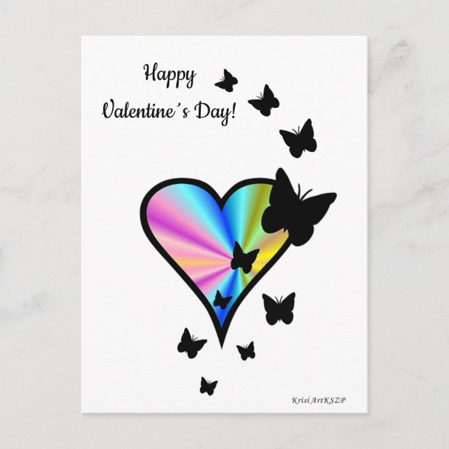 Rainbow Heart och Butterfly Vykort (Framsida)