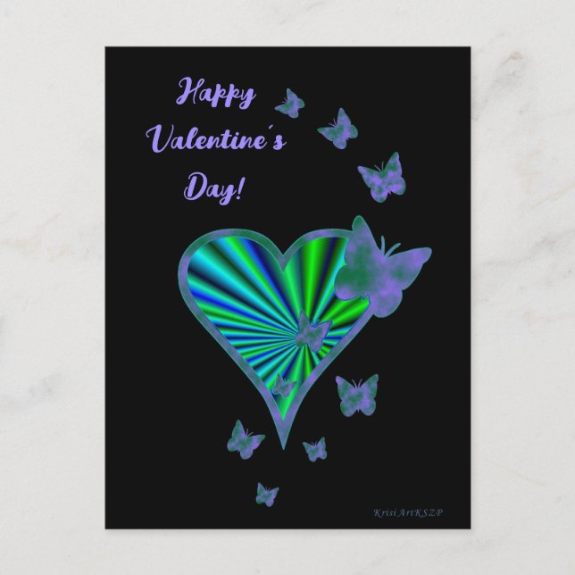 Rainbow Heart och Butterfly Vykort (Framsida)